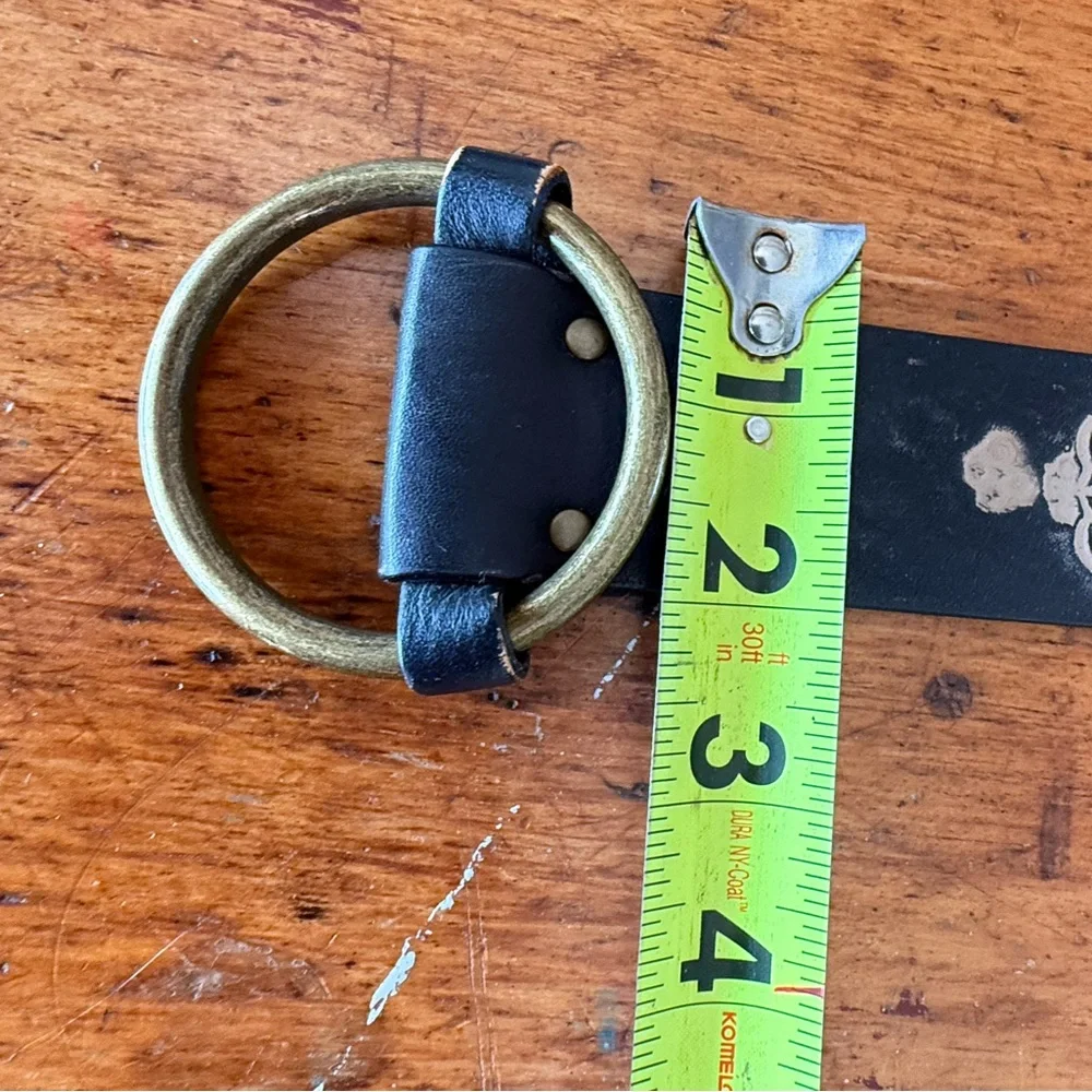Black Leather Belt Paisley Design Stamped Women’s Medium